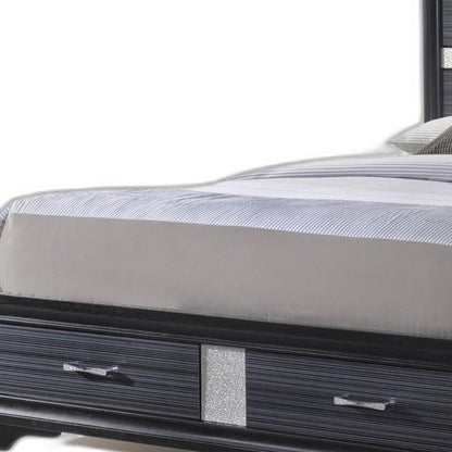 Black And Gray Wood Queen With Two Drawers Bed Frame