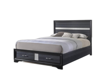Black And Gray Wood Queen With Two Drawers Bed Frame