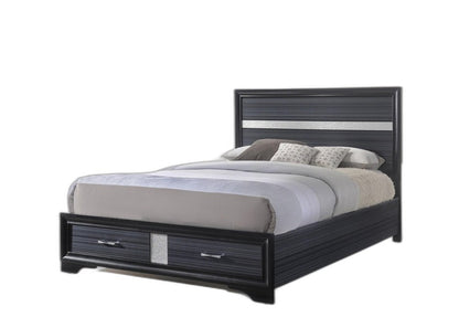 Black And Gray Wood Queen With Two Drawers Bed Frame