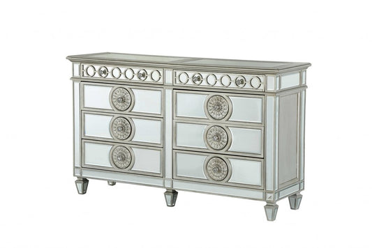 68" Gray Wood Six Drawer Double Dresser