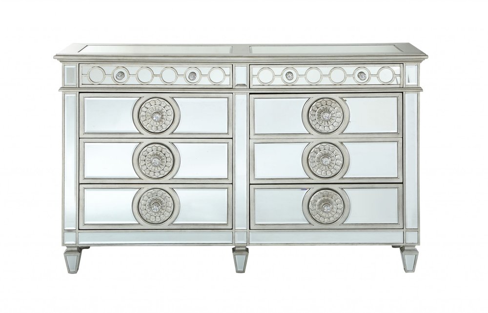 68" Gray Wood Six Drawer Double Dresser