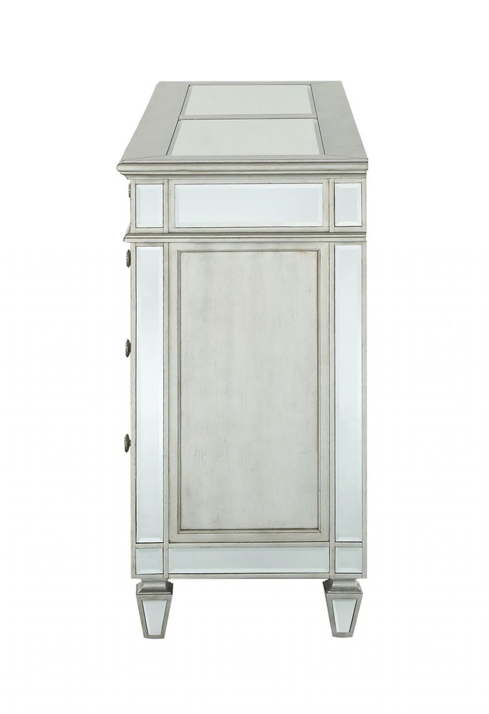 68" Silver Wood Mirrored Eight Drawer Double Dresser