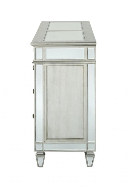 68" Silver Wood Mirrored Eight Drawer Double Dresser