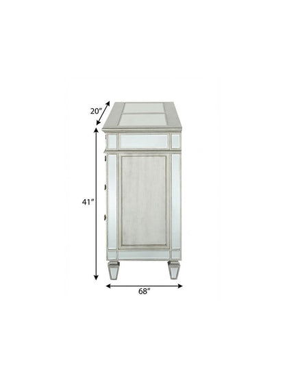 68" Silver Wood Mirrored Eight Drawer Double Dresser