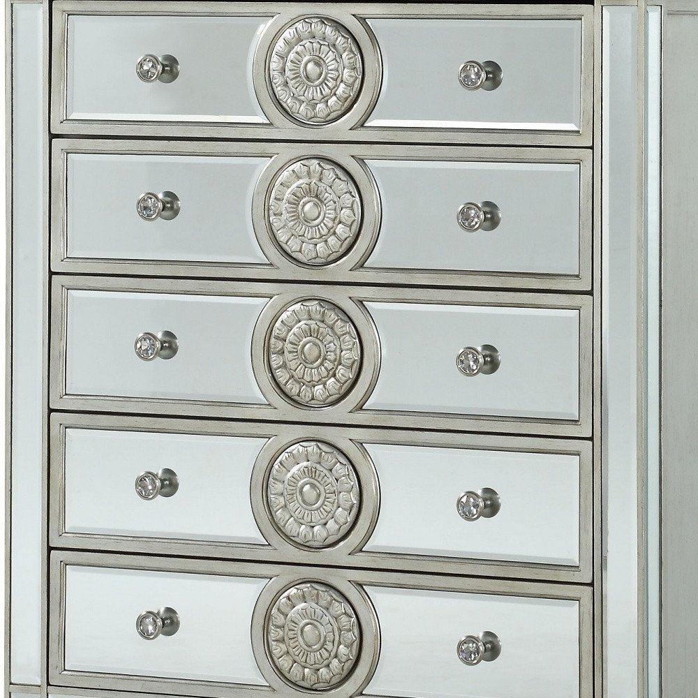 21" X 44" X 56" Mirrored Wood Chest