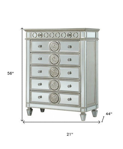 21" X 44" X 56" Mirrored Wood Chest
