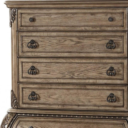 42" Brown Solid Wood Six Drawer