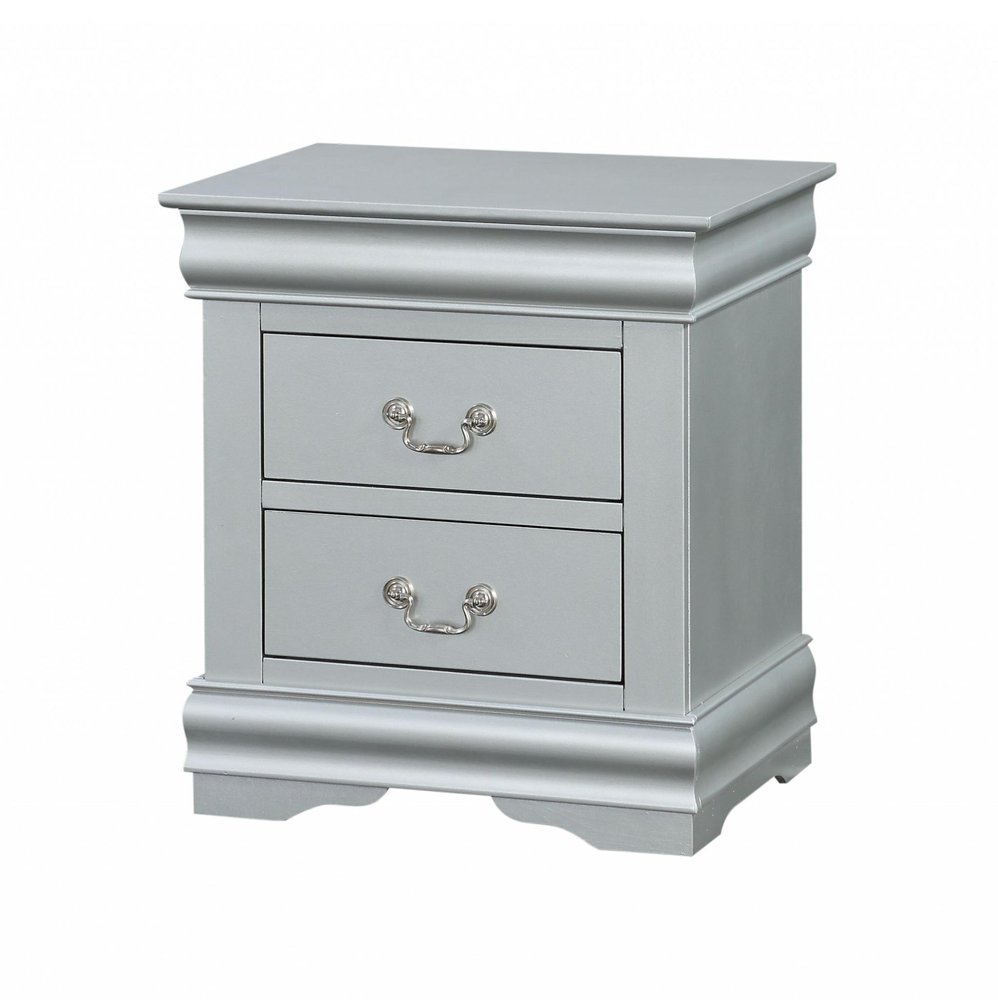 24" Platinum Two Drawers Nightstand
