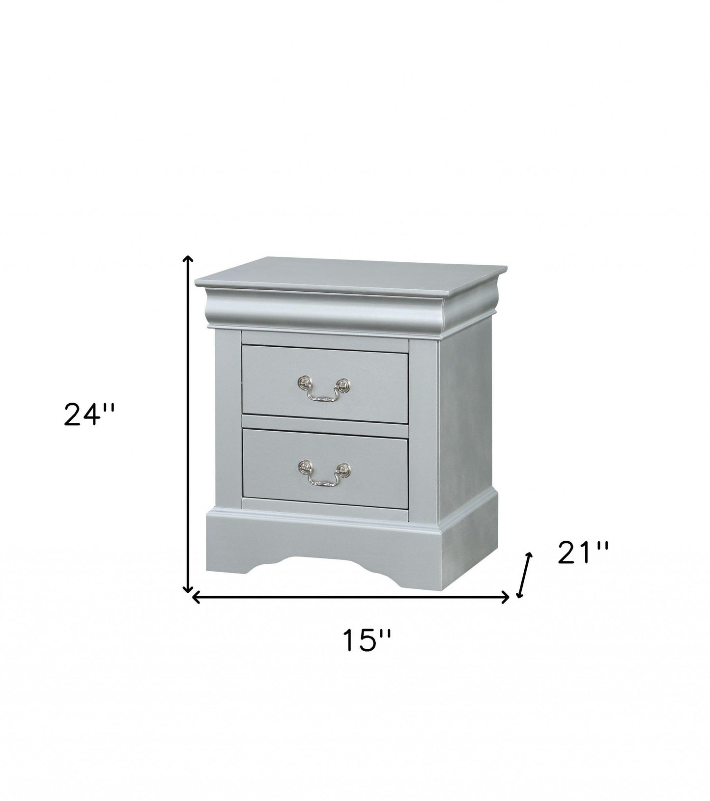 24" Platinum Two Drawers Nightstand