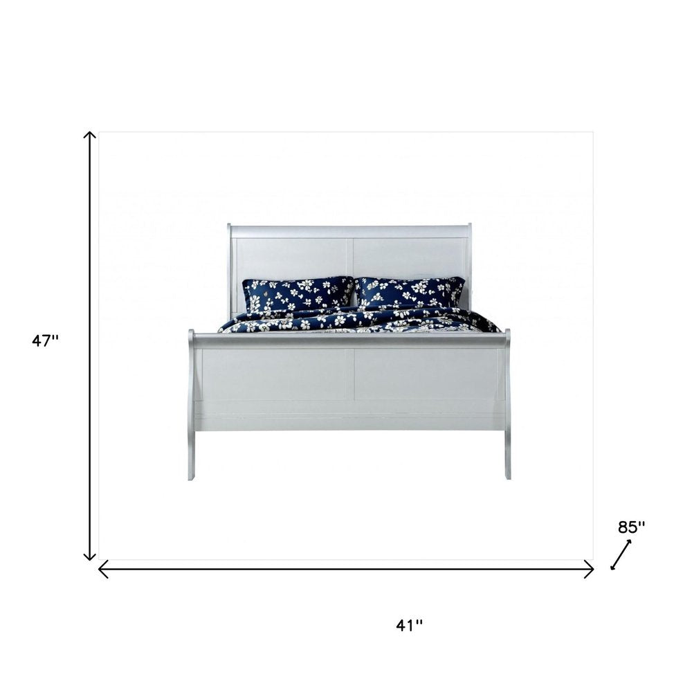 King Silver Sleigh Bed