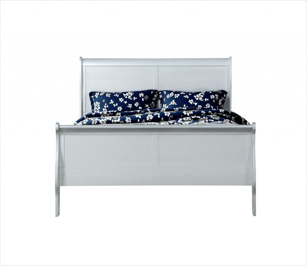 Off White Solid Wood Twin Bed Frame