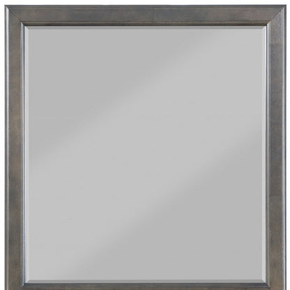 38" Gray Square Wood Framed Accent Mirror
