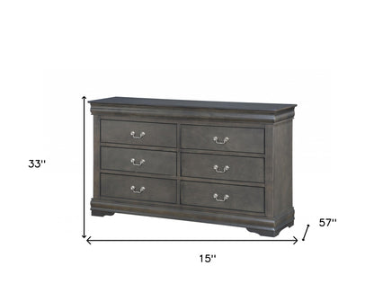 15" Gray Solid Wood Double Dresser