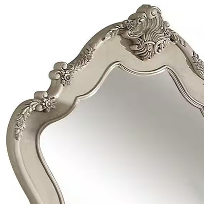 48" White Abstract Wood Framed Mounted Dresser Mirror