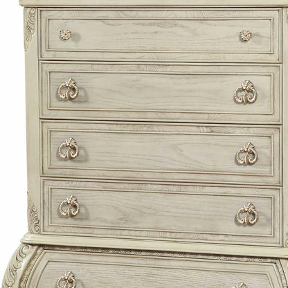 42" Cream Solid Wood Six Drawer