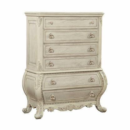 42" Cream Solid Wood Six Drawer