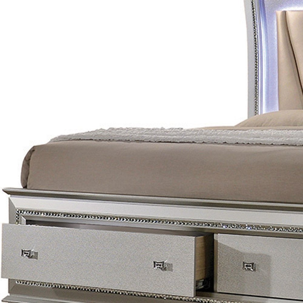 83" X 91" X 69" Pu Champagne Wood Upholstered (Hb) Led Eastern King Bed