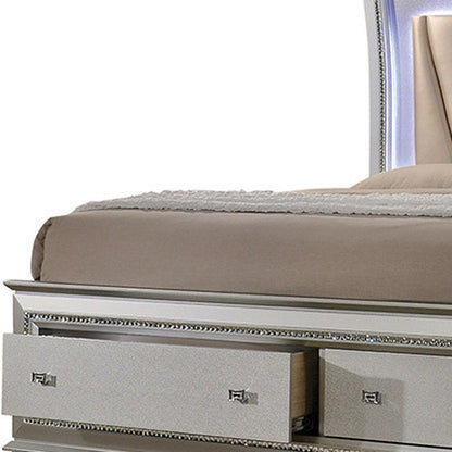 83" X 91" X 69" Pu Champagne Wood Upholstered (Hb) Led Eastern King Bed