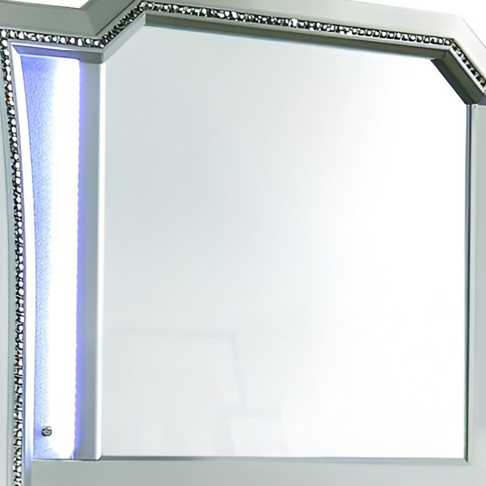 38" Champagne Abstract Wood Framed Mounted Dresser Mirror