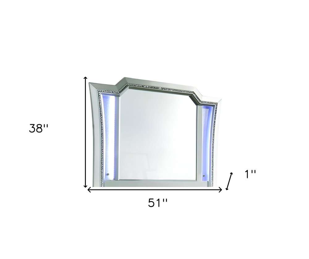 38" Champagne Abstract Wood Framed Mounted Dresser Mirror