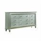 66" Champagne Solid Wood Nine Drawer Double Dresser