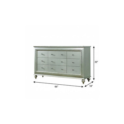 66" Champagne Solid Wood Nine Drawer Double Dresser