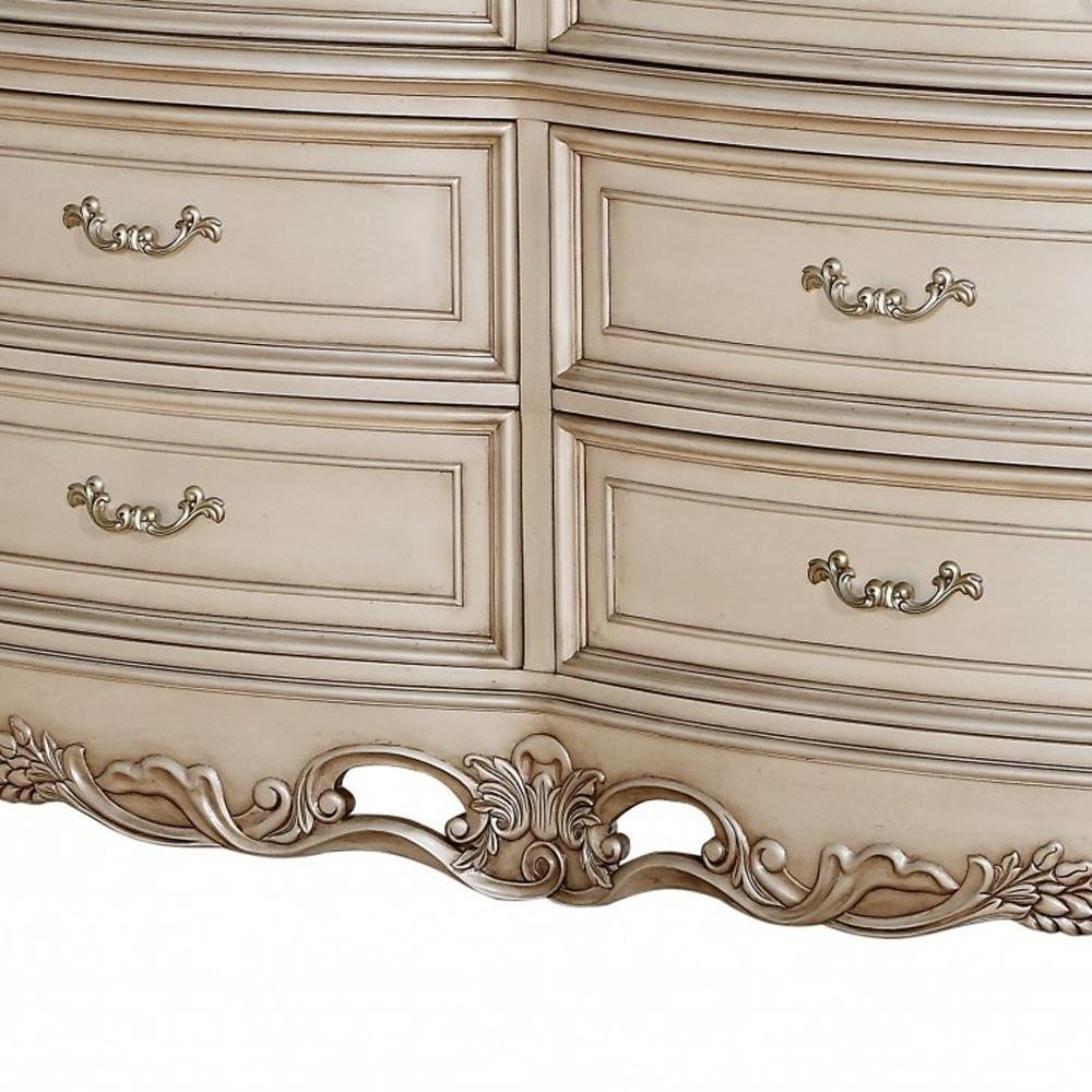 72" Beige Solid Wood Six Drawer Double Dresser
