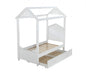 White Wood Twin Canopy Bed