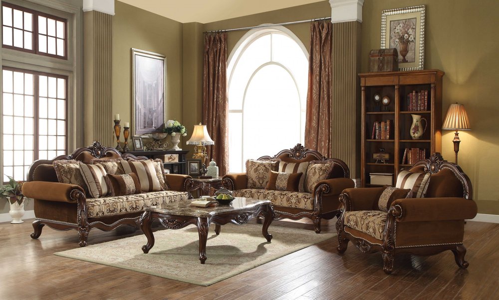 37" Brown Velvet Floral Club Chair And Toss Pillows