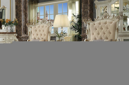 38" Pearl Fabric Striped Tufted Chesterfield Chair And Toss Pillow