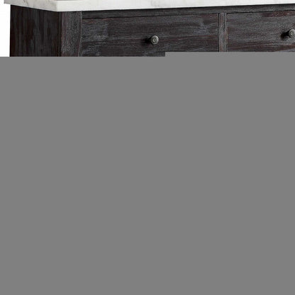18" X 48" X 36" White Marble Weathered Espresso Wood Server