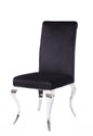 Set of Two Black And Silver Upholstered Fabric Dining Side Chairs