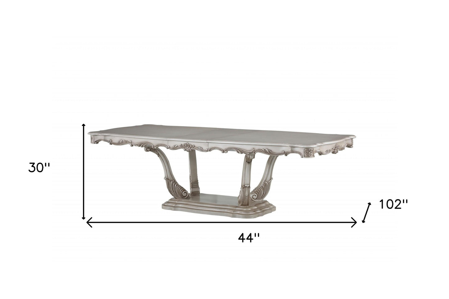 44" Off White Solid Wood Pedestal Base Dining Table