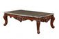 36" Gray and Brown Genuine Marble And Solid Wood Coffee Table