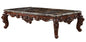 40" Dark Brown and Merlot Genuine Marble And Solid Wood Coffee Table