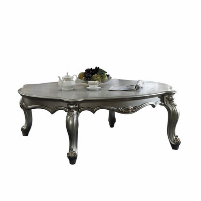 36" White Resin And Wood Coffee Table With Shelf