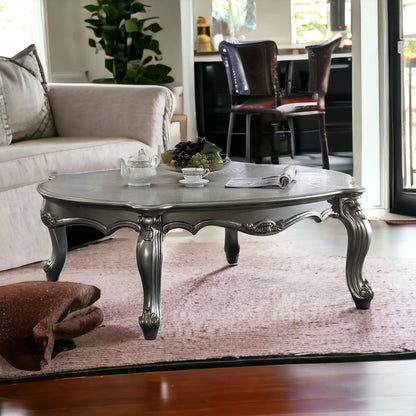 36" White Resin And Wood Coffee Table With Shelf