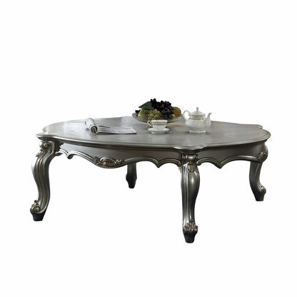 36" White Resin And Wood Coffee Table With Shelf