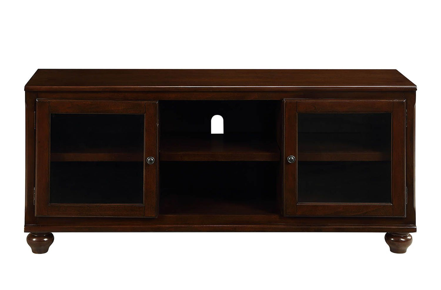 19" X 58" X 26" Walnut Wood Glass (TV Stand) TV Stand