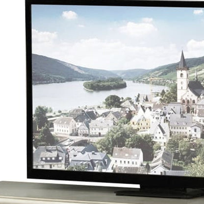 21" X 74" X 31" Bone White Wood Poly Resin Glass Tv Console