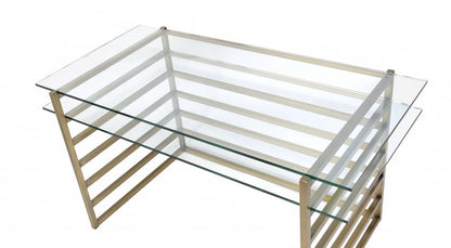 28" Clear and Gold Glass Mirrored