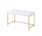 47" White and Gold Computer Desk With Two Drawers