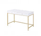 47" White and Gold Computer Desk With Two Drawers