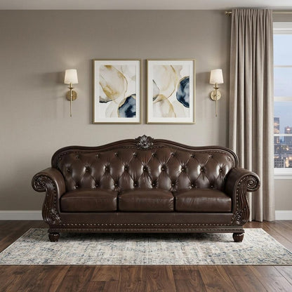 37" Espresso Top Grain Leather Sofa
