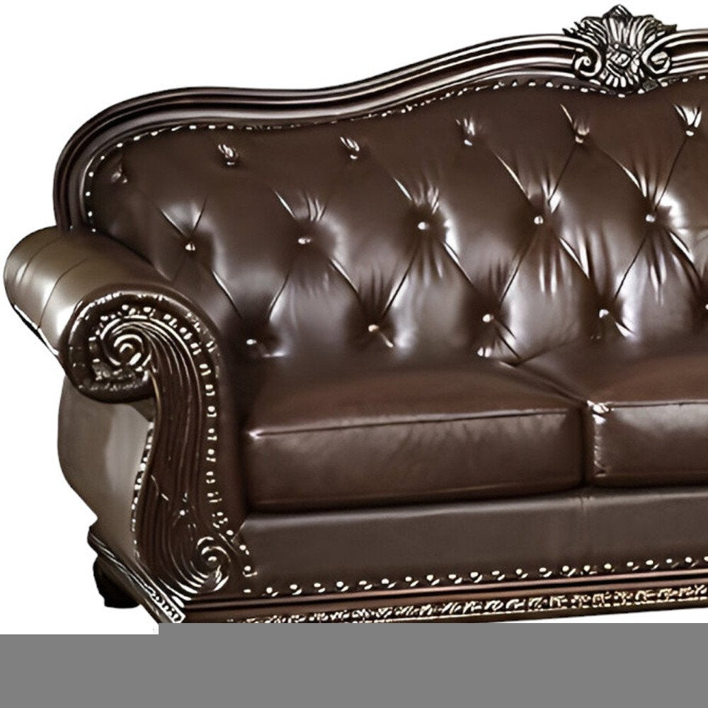 37" Espresso Top Grain Leather Sofa