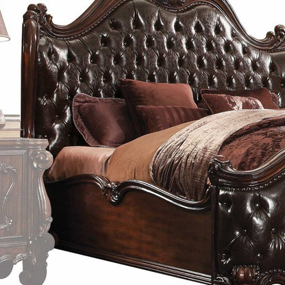 Dark Brown King Bed Frame with Nailhead Trim