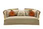 41" Beige Velvet Curved Sofa And Toss Pillows With Natural Legs