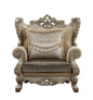 47" Beige Green and Champagne Fabric Geometric Arm Chair And Toss Pillow