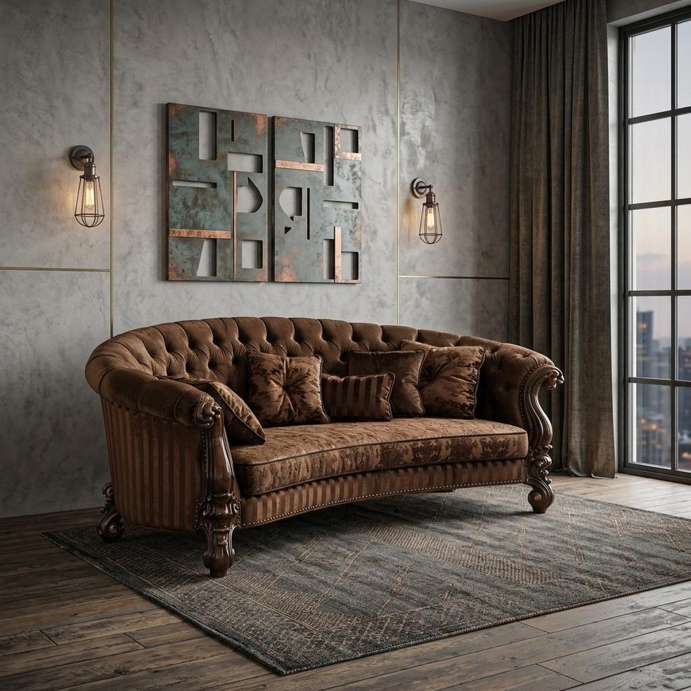 55" Ivory Velvet Curved Floral Sofa And Toss Pillows With Gray Legs