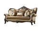 89" Tan Polyester Blend Curved Floral Sofa And Toss Pillows With Brown Legs